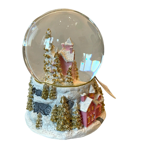 34TH & PINE Christmas Musical Waterglobe Pink & Gold Glam Holiday Decor NEW - Picture 13 of 15